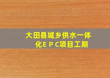 大田县城乡供水一体化E P C项目工期